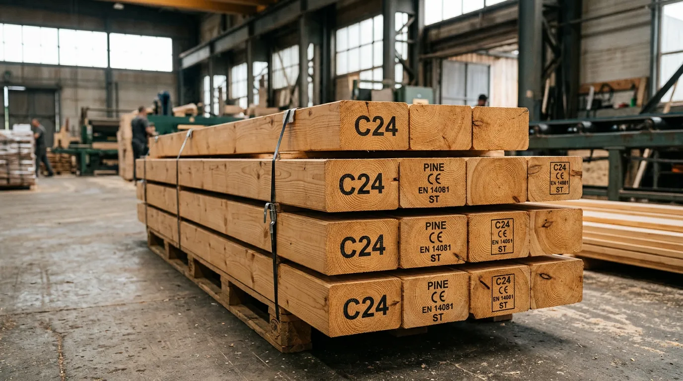 Certyfikowane drewno konstrukcyjne C24 przygotowane do montażu